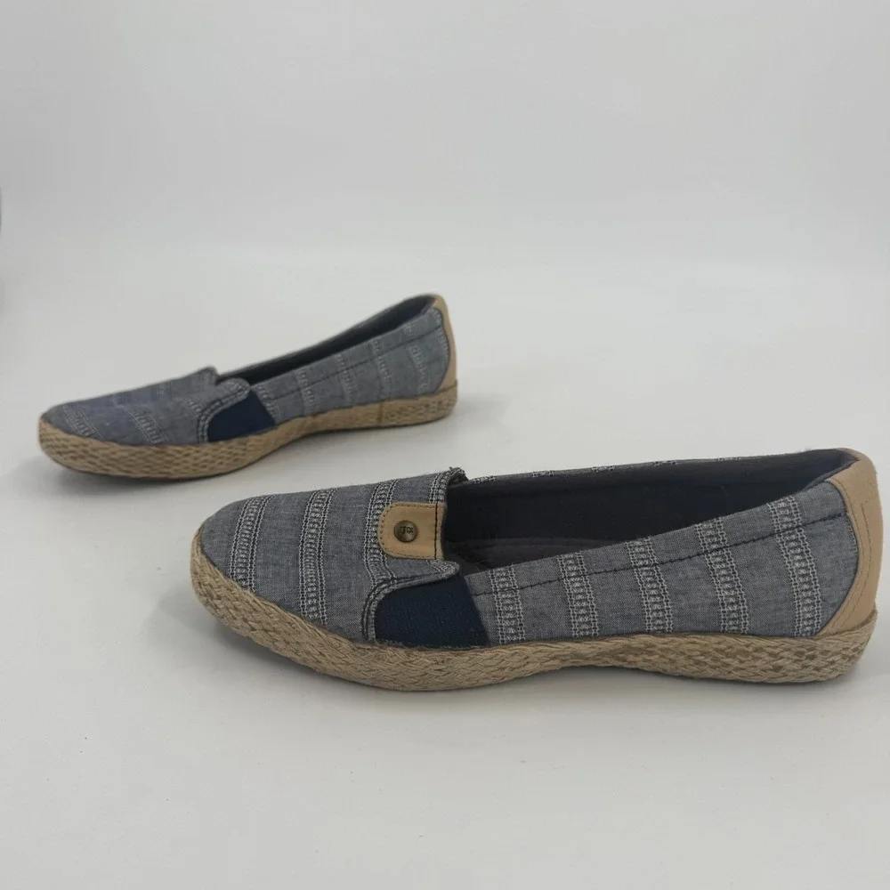 Grasshoppers Ortholite Espadrille Flats Womens Size 6.5M Blue Comfort Slip On